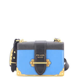 Prada Small Cahier Crossbody Bag Leather and Saffiano Leather